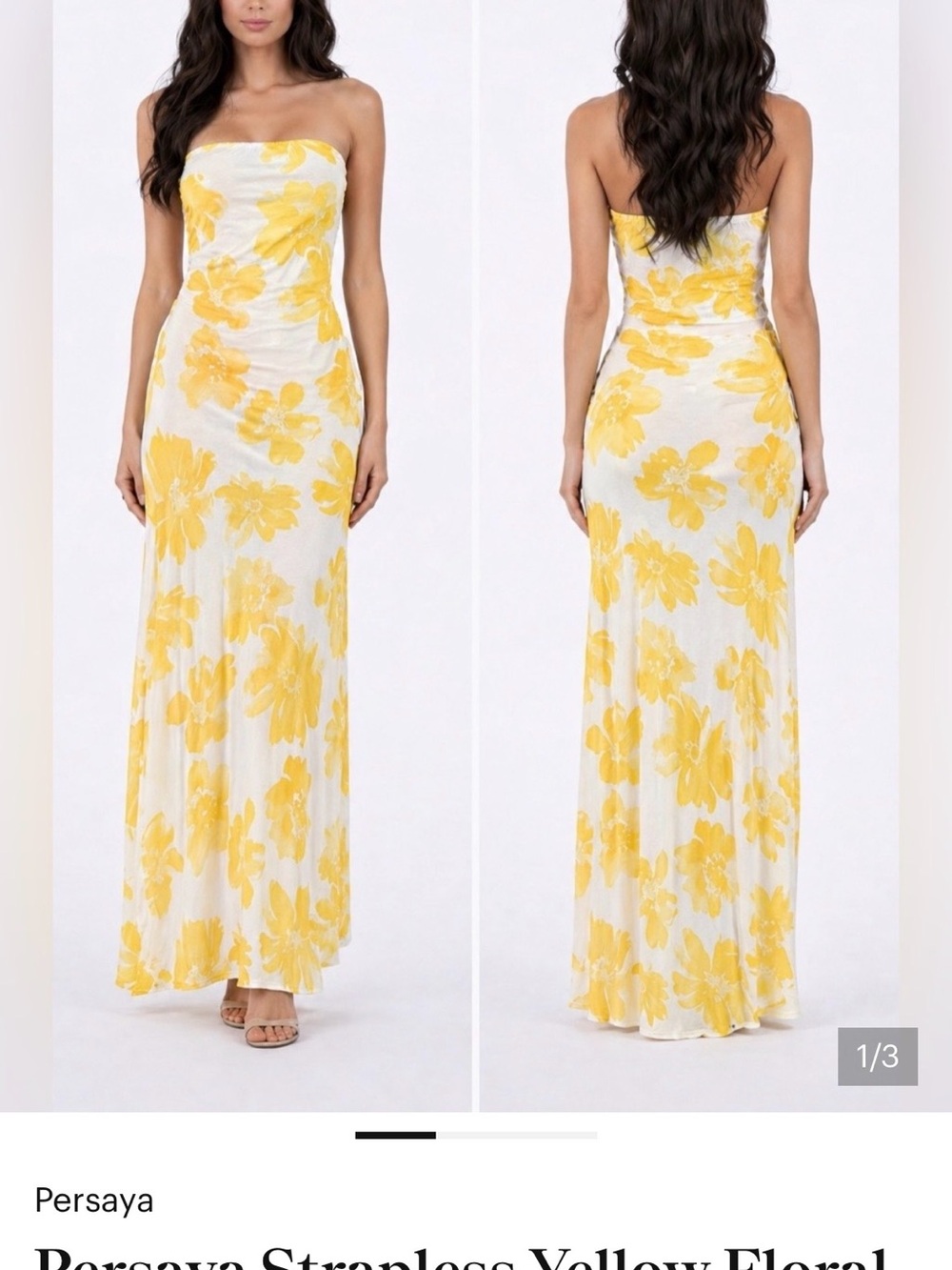 Persaya Yellow Floral Strapless Maxi Dress